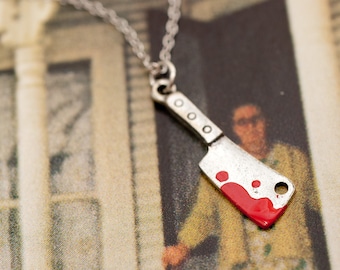 Necklace - Meat Cleaver with Icky Dripping Blood for Lovers of Tiny Evil Things