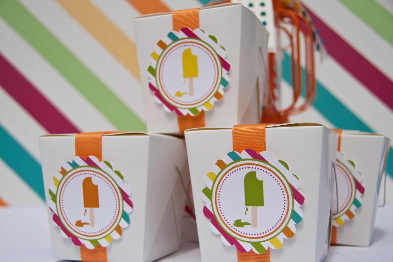 Popsicle Party Favor Stickers Summer Party Birthday Party Favor Stickers Set of 12 by Belleza e Luce
