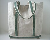 Linen and Sequin Tote Bag, Vacation Tote, Beach Bag, Women, Handbag, Market Tote, Large Tote Bag, Linen Tote
