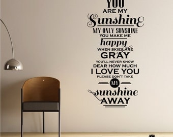 You Are My Sunshine Wall Quote Decal - Vinyl Word Art