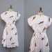1980s white BIRD print cotton dress S M