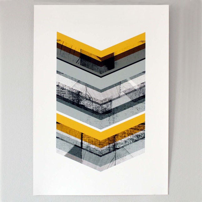 Grey & Yellow Chevron - large print