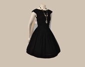 50s dress / Vintage 1950's Eyelet Chiffon Full Skirt Party Dress