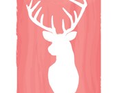 Deer Print Watercolor Style Custom Color Personalized Wedding Birthday Anniversary Gift Children decor Kids Room Home Decor art for kids