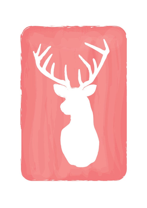 Deer Print Watercolor Style Custom Color Personalized Wedding Birthday Anniversary Gift Children decor Kids Room Home Decor art for kids