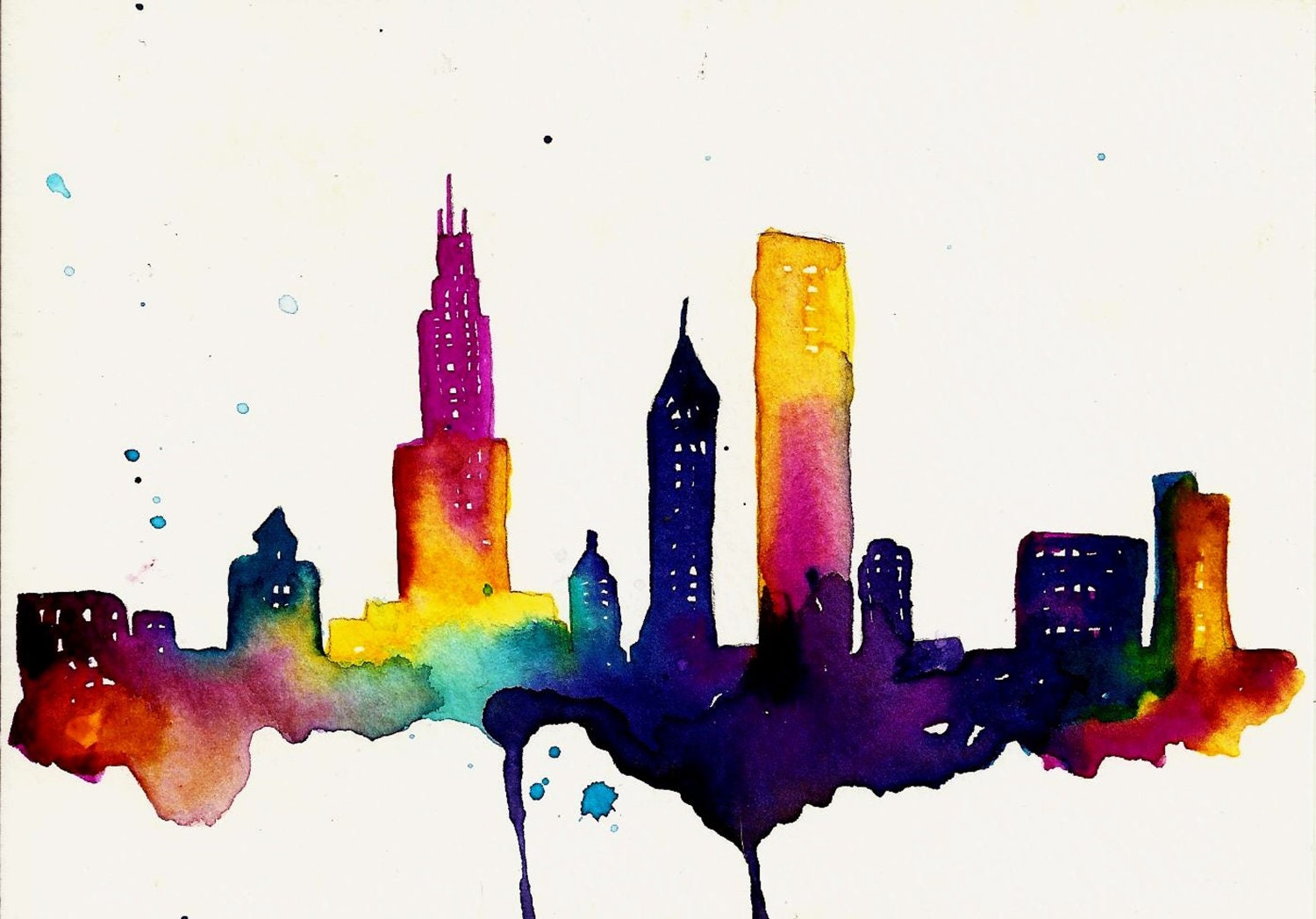 Chicago 8x10 Print of  Watercolor Illustration