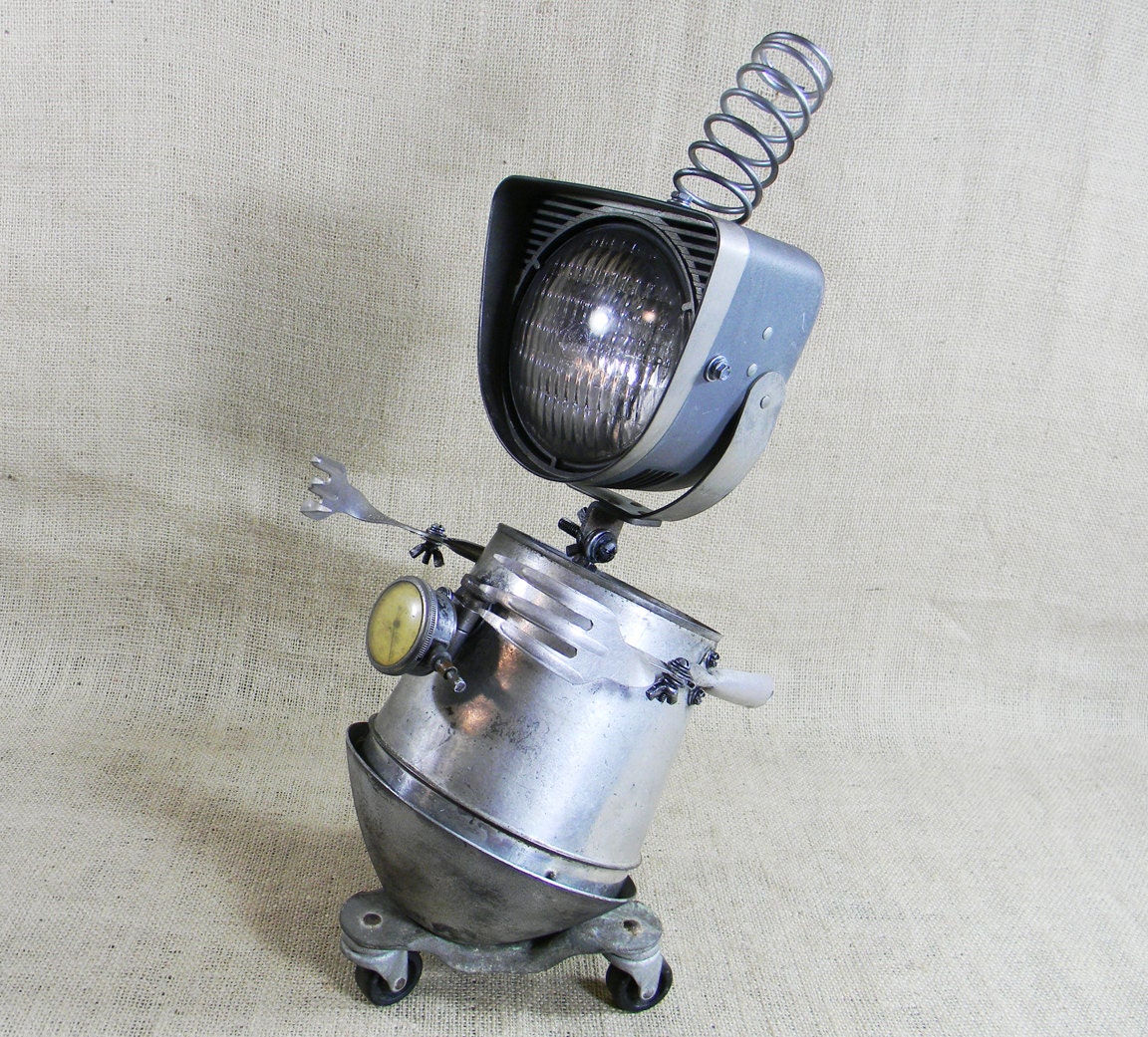 Robot Sculpture - MORTY - found object assemblage - Reclaim2Fame