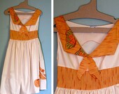 Organic White and Coral Nautical Dress