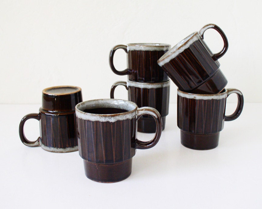 Vintage brown mugs