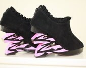 Hand Painted Wood Wedges in Black and Hot Pink Zebra, Womens Size 7