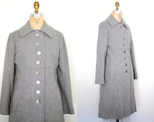 60s grey coat / 1960s gray wool coat / 60s grey wool coat / fitted wool coat / Implexus coat