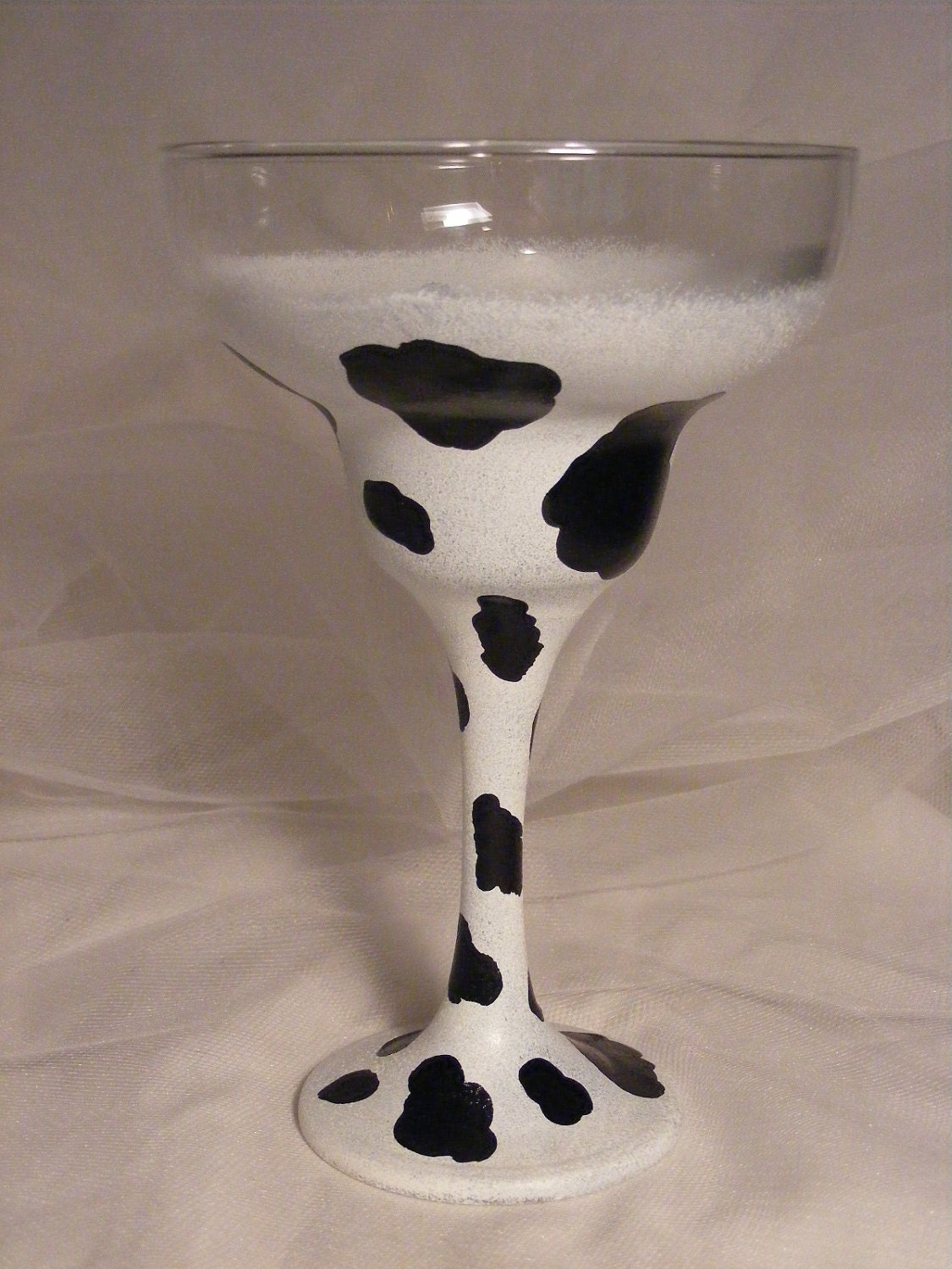 ready to ship painted cow print margarita glass - perfect for bridemaids, bachelorette or birthday