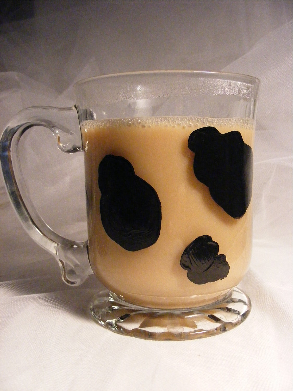 painted coffee mug with cow print