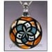 SALE - Blue and Orange Reticello Blown Glass Pendant - Lampwork Necklace Focal - Hand Blown Glass Jewelry (4005)