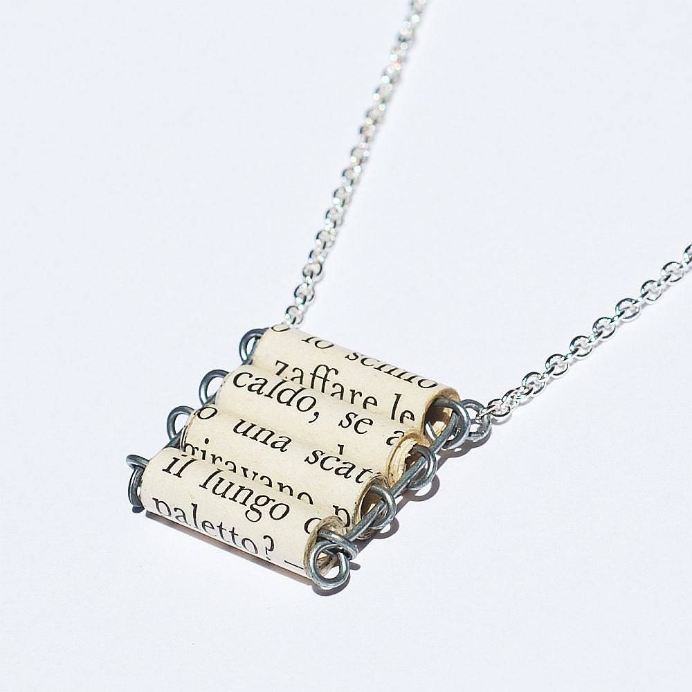Paper Bead Jewelry- Italian Upcycled Ladder Paper Bead Necklace