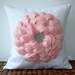 Large Pastel Pink Flower Pillow in White Linen with Gray Button Center by JillianReneDecor Nursery Decor Gift for Her Floral Spring Pastel