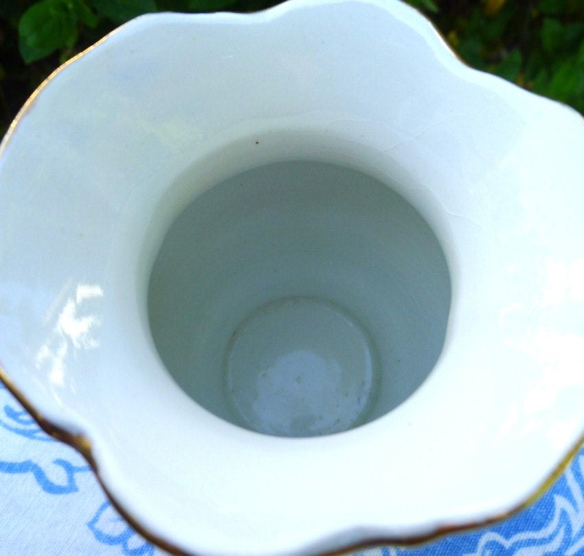 Vintage Blue Vase Cottage Chic Pink Flowers Mellor & Co. Etruria Works Cook Pottery American Pottery - SALE Was 23.00 Now 18.00 Today Only