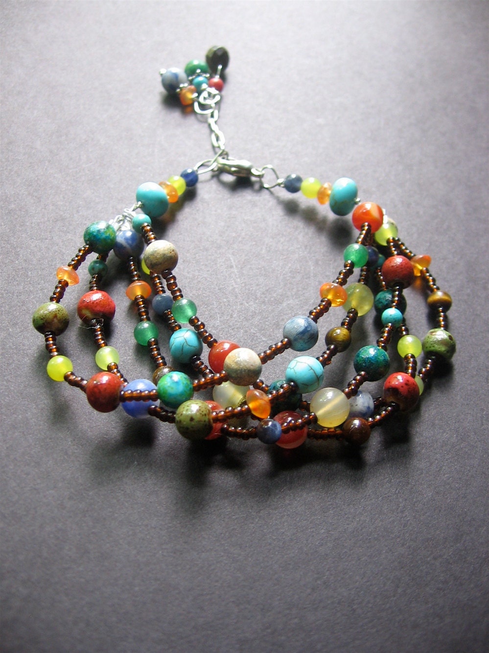 MultiStone Beaded Bracelet. Chunky Beaded Bracelet. Southwest Bracelet  - Bennington Bracelet