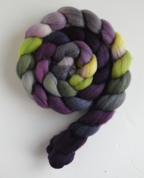 Polwarth/Silk Roving Top Handpainted Spinning by threewatersfarm