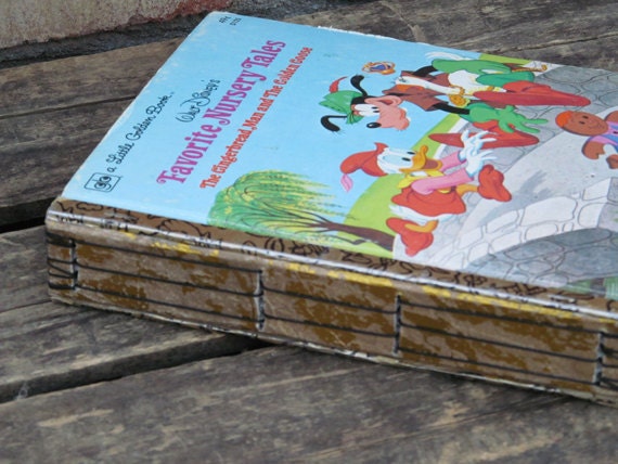 Favorite Nursery Tales Golden Book Journal with Hand Torn 140lb Cold Press Watercolor Paper