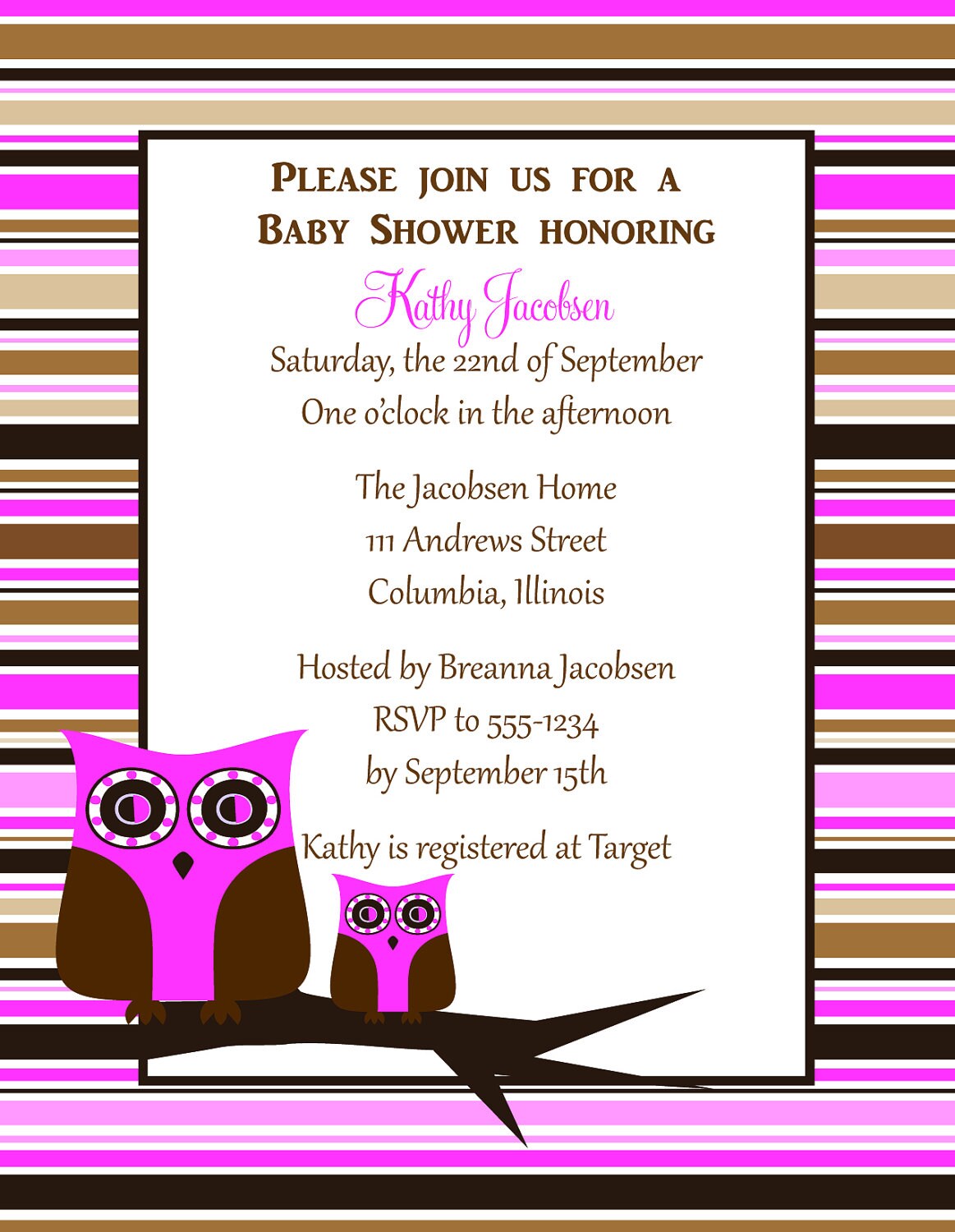 Owl Baby Shower Invitation Personalized (set of 10) Il_570xn