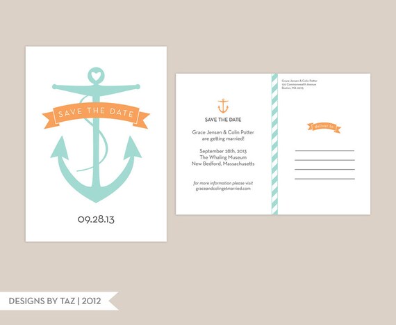 Anchor Custom Printable Save the Date Postcard