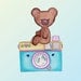 Teddy Bear Vintage Film Camera Nursery Art Print 8 x 10 Original Art