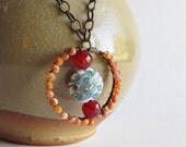 Fire Opal Necklace - Nectarine - Pendant Necklace