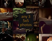 Set of Three 5x5 Photographs - Warm Natural Light Fine Art Photography
