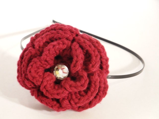 Rose Headband in Burgundy