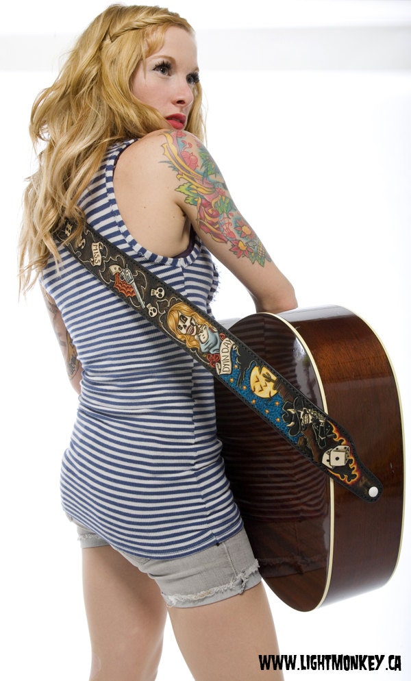 Custom Fully-Tooled Leather Guitar Strap