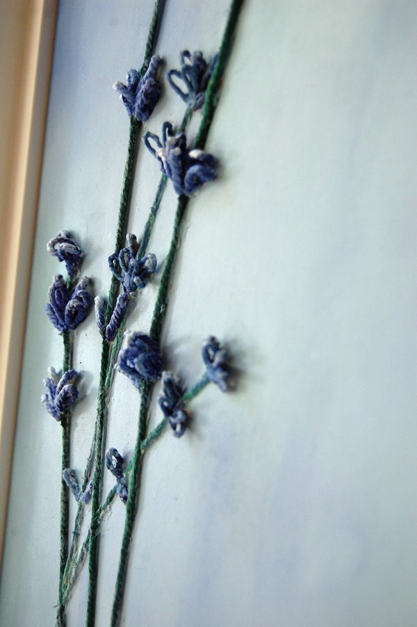Lavender IV - Mixed Media Original Painting - String and Acrylics - Framed - Great New Home Gift