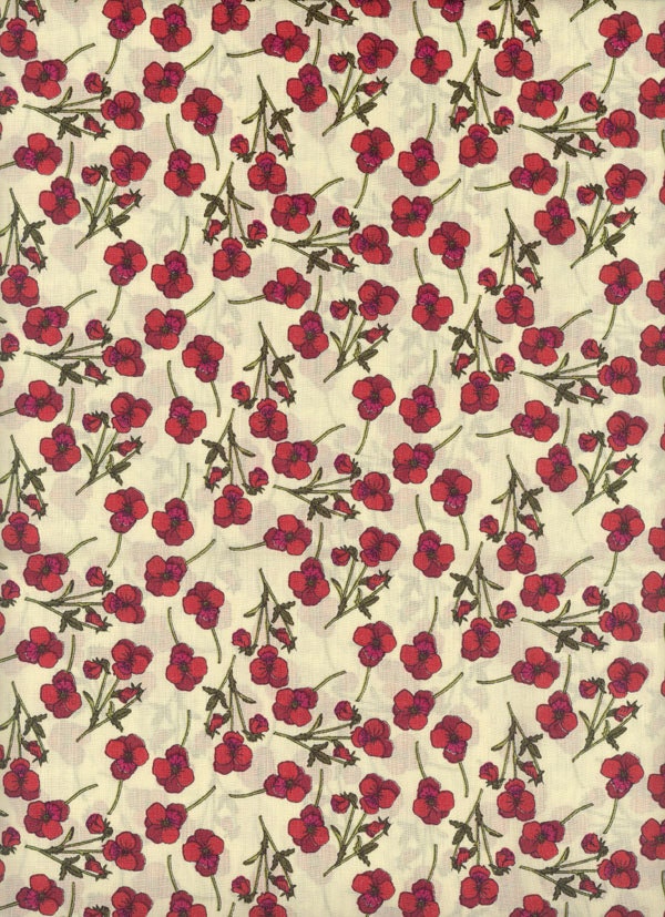 Liberty of London tana lawn fabric Ros in red 6x25