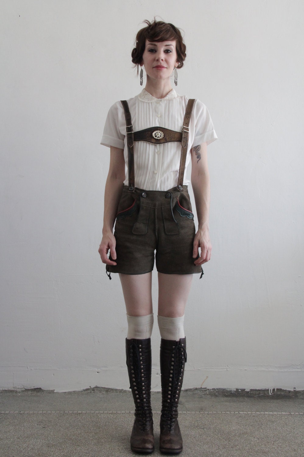 Vintage Lederhosen . Harness . Suede Shorts . Made in Germany . Mountain Wear
