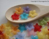 50 pieces Transparent Acrylic Flower Beads, Mixed Color, 17 mm x 16.5 mm (00640)