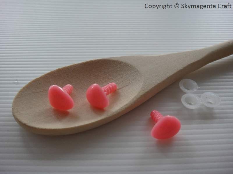 50 sets of SAFETY NOSE and washer, Pink Color,  15 mm (00969)