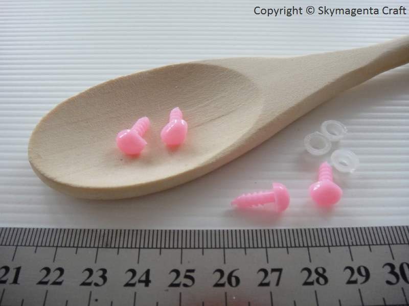 50 sets of SAFETY NOSE and washer, Pink Color,  8 mm (00973)