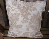 Tea Dyed Damask Pillow Cover with Zipper Close