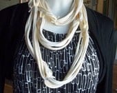Creamy yellow t-shirt scarf infinity scarf women fabric necklace eco-friendly