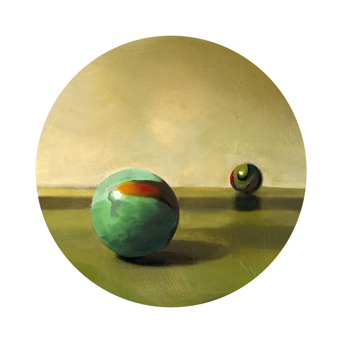Round Print: Marbles Near and Far from original painting, 10x10