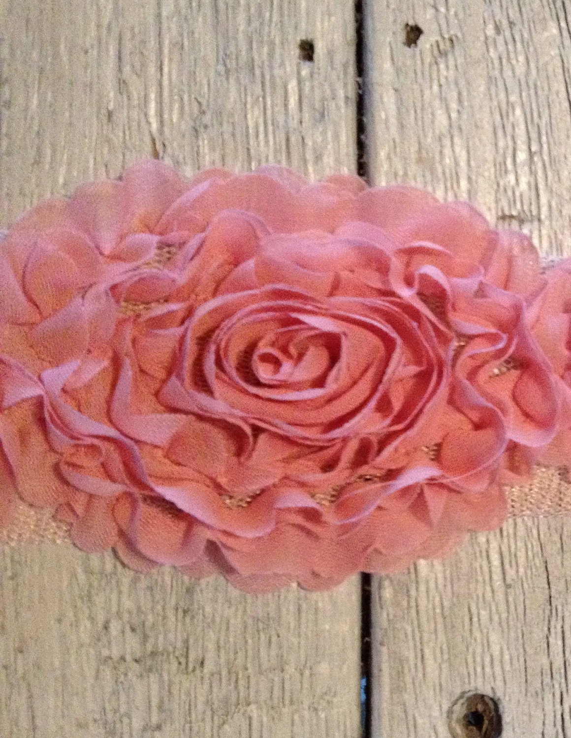 NEW Shabby Rose Trim in FLAMINGO RUFFLED -2 1/2 inch- 1 yard
