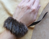 Fur bracelet - Real dark brown beaver fur bracelet or anklet