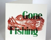 Letterpress Woodblock Cards - Gone Fishing