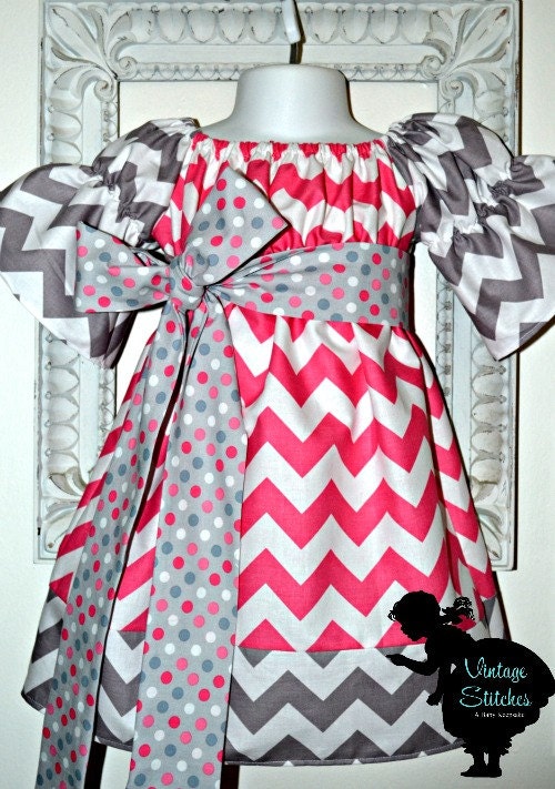 Vintage Stitches Sweet Chevron Sophia Dress - girl dress- girl clothing- baby clothing