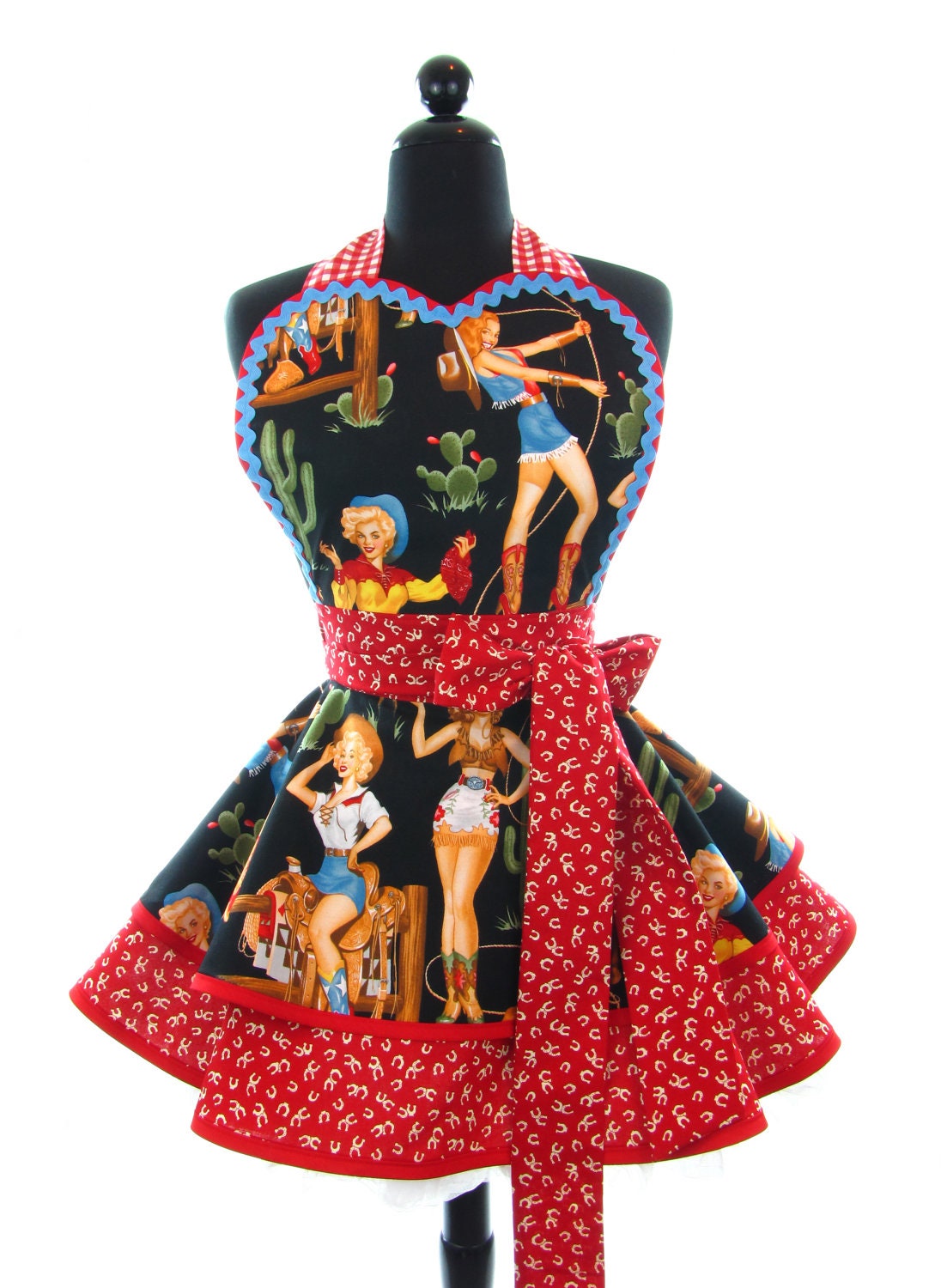 DotsDiner Apron PinUp Cowgirl Sexy in Western by bambinoamore