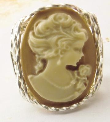 R98 Fine Lady Cameo Ring Sterling Silver Coffee Fine Jewelry