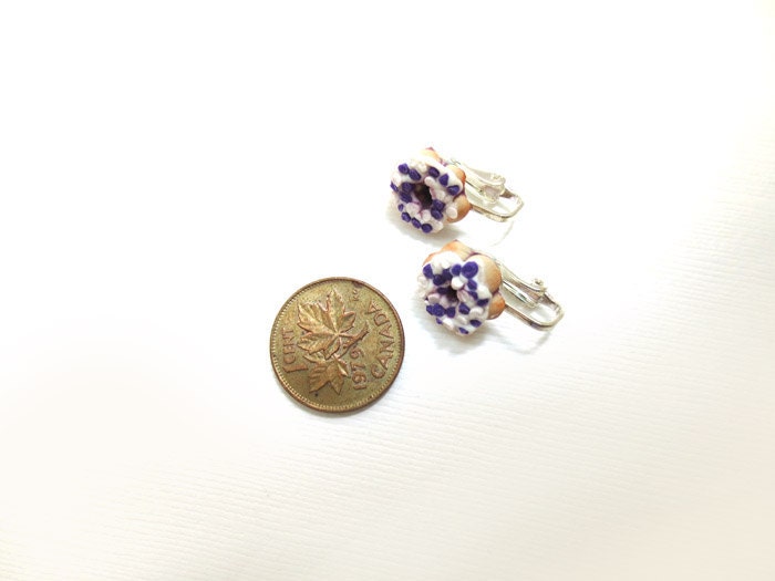 Berry Donut Clip on Earrings