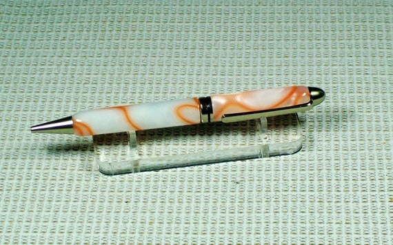Creamsicle Orange and White Writing Pen -  Handcrafted