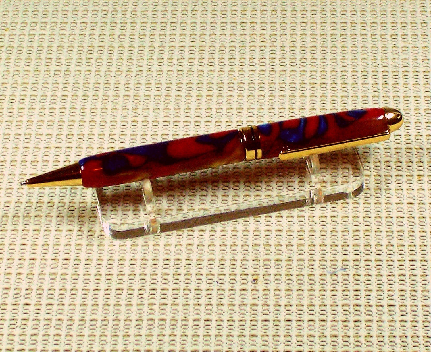 Red, Gold and Blue Writing Pen - Handcrafted