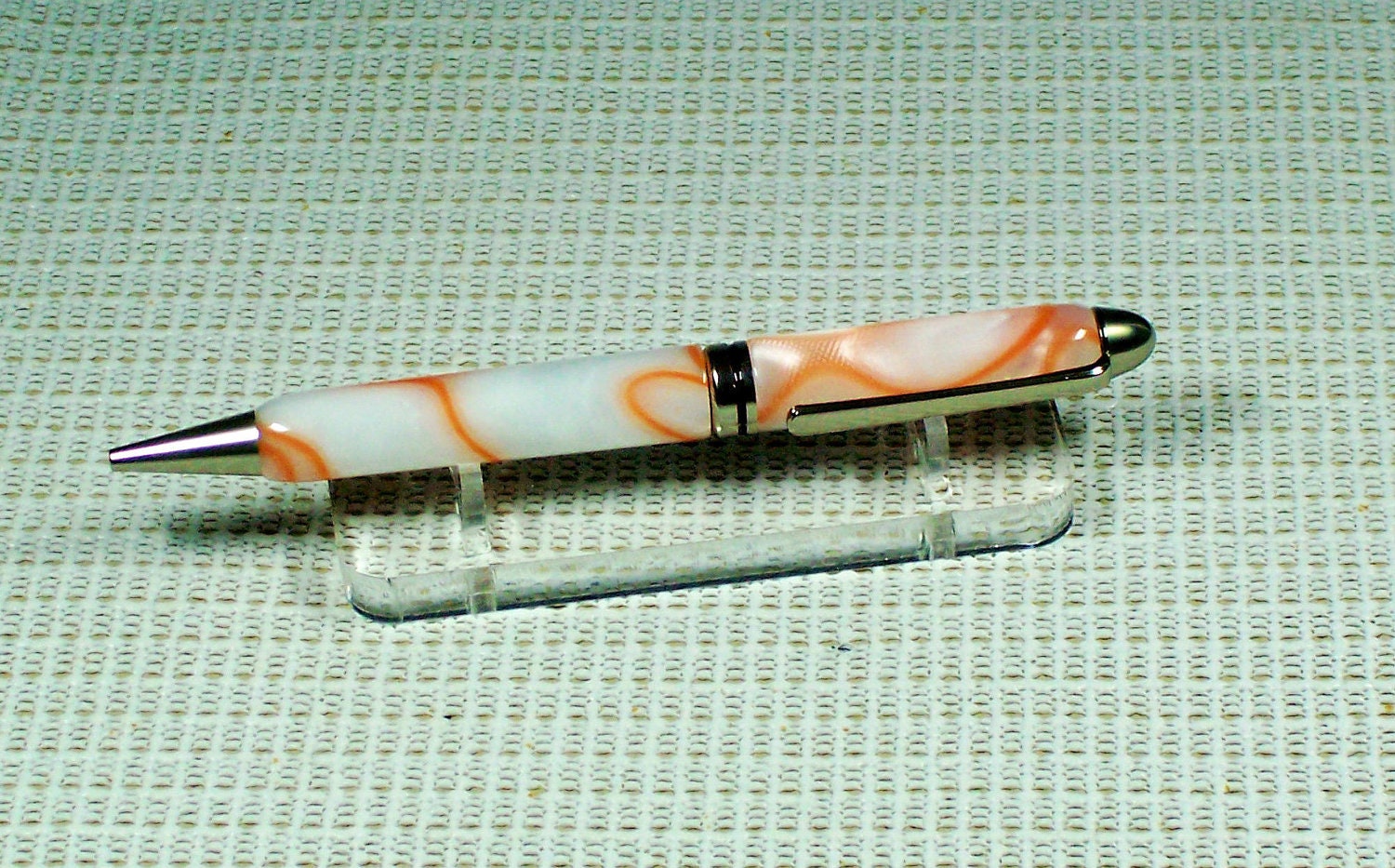 Creamsicle Orange and White Writing Pen - Handcrafted